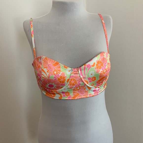 Princess Polly Maddie Set Floral Orange Silky Bra Top Flares high waist festival - Picture 9 of 16